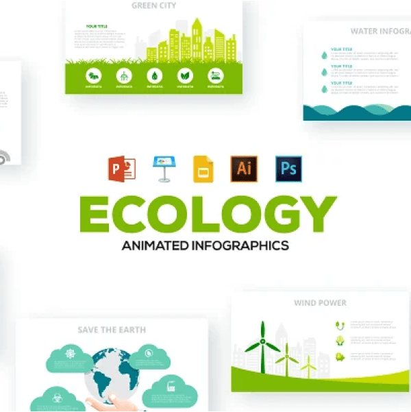 Ecology アニメーション付 infographics PowerPoint テンプレート