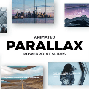 Parallax アニメーション付 infographics PowerPoint テンプレート