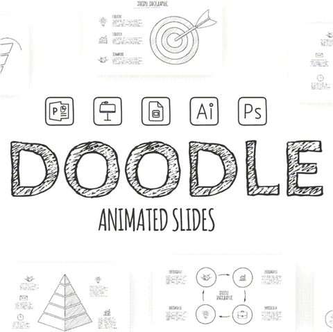 Doodle v.1 アニメーション付 infographics PowerPoint テンプレート