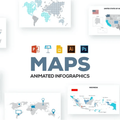 Maps アニメーション付 infographics PowerPoint テンプレート